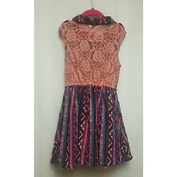 GIRLS DRESS K Nit Works Multi Pattern Dress Size 7 - Picture 4 of 4